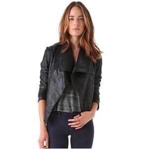 SW3 Bespoke Black faux leather Moto/Biker jacket Sz S Full Zip Lightweight